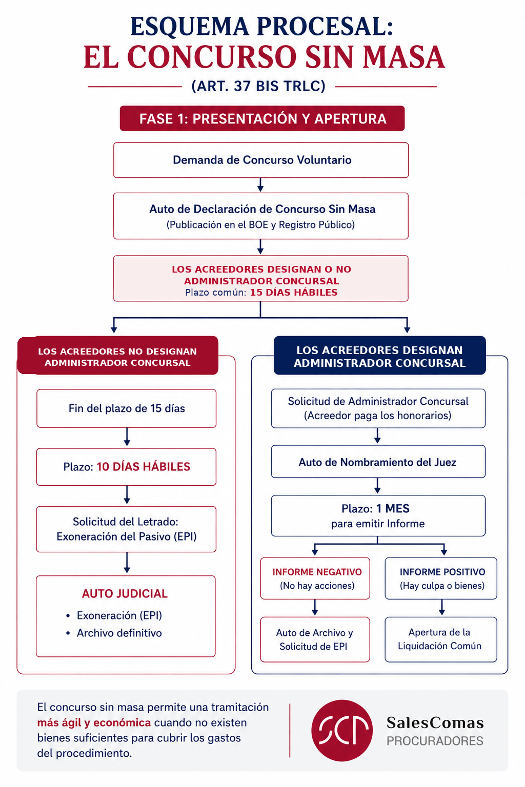 Esquema procesal del concurso sin masa según el artículo 37 bis TRLC